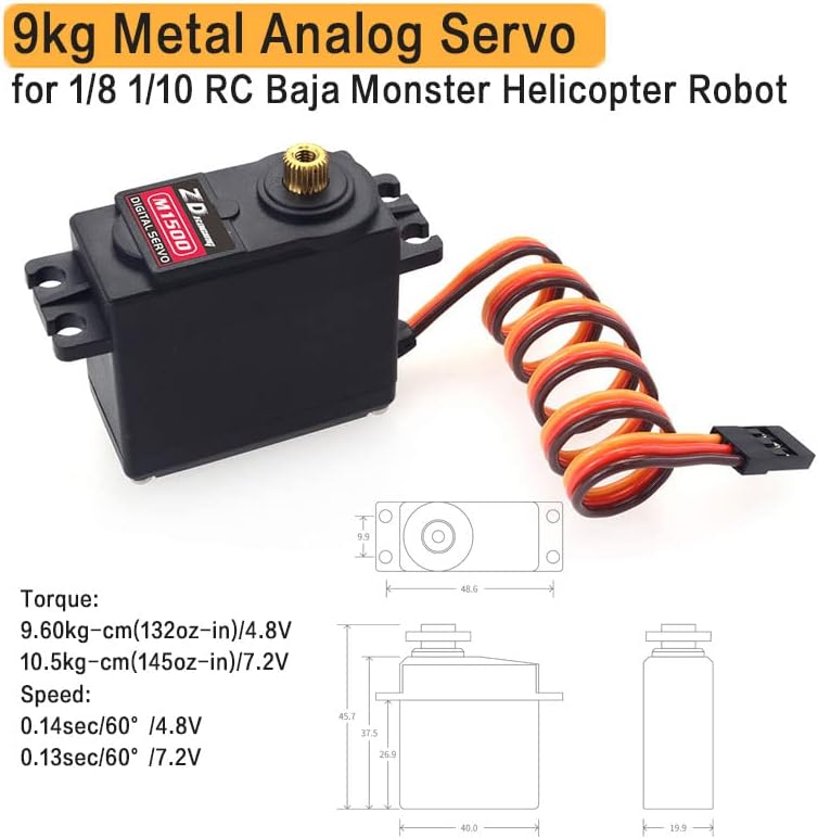 Replacement Part For DM0900 Metal Gear 9kg Standard Servo For 1/8 1/10 RC Car Redcat Team Absima LRP DF ZD Racing - (Color: 4PCS)