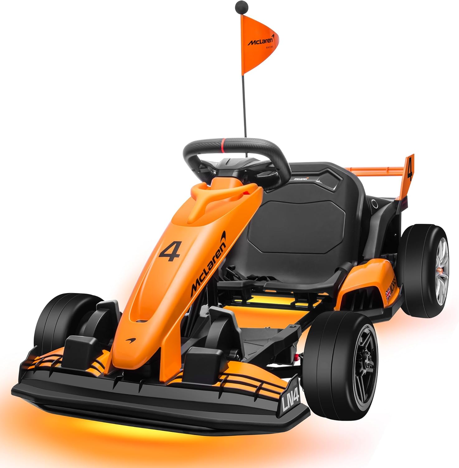 ENYOPRO 36V 9Ah Electric Go Cart for Kids, Licensed McLaren Go Kart w/3-Section Adjustable Seat, Soft Start & Brake Pedal, Electric Drift Kart w/LED Lights, 8.7 MPH, Crazy Cart for Kids 6-12 Years Old