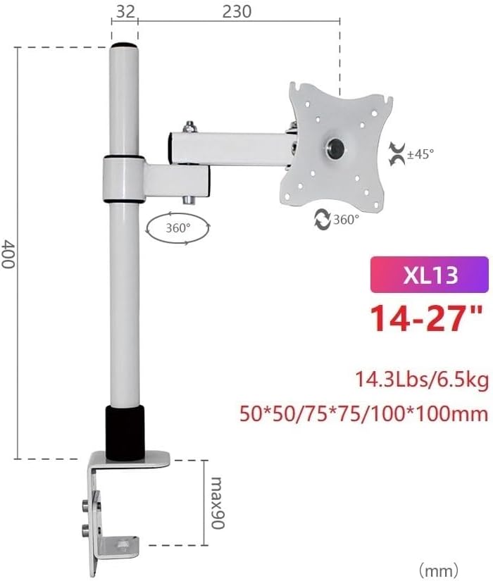 Fully Adjustable Single Arm LCD LED Monitor Stand Desk Mount PC Stand for 14
