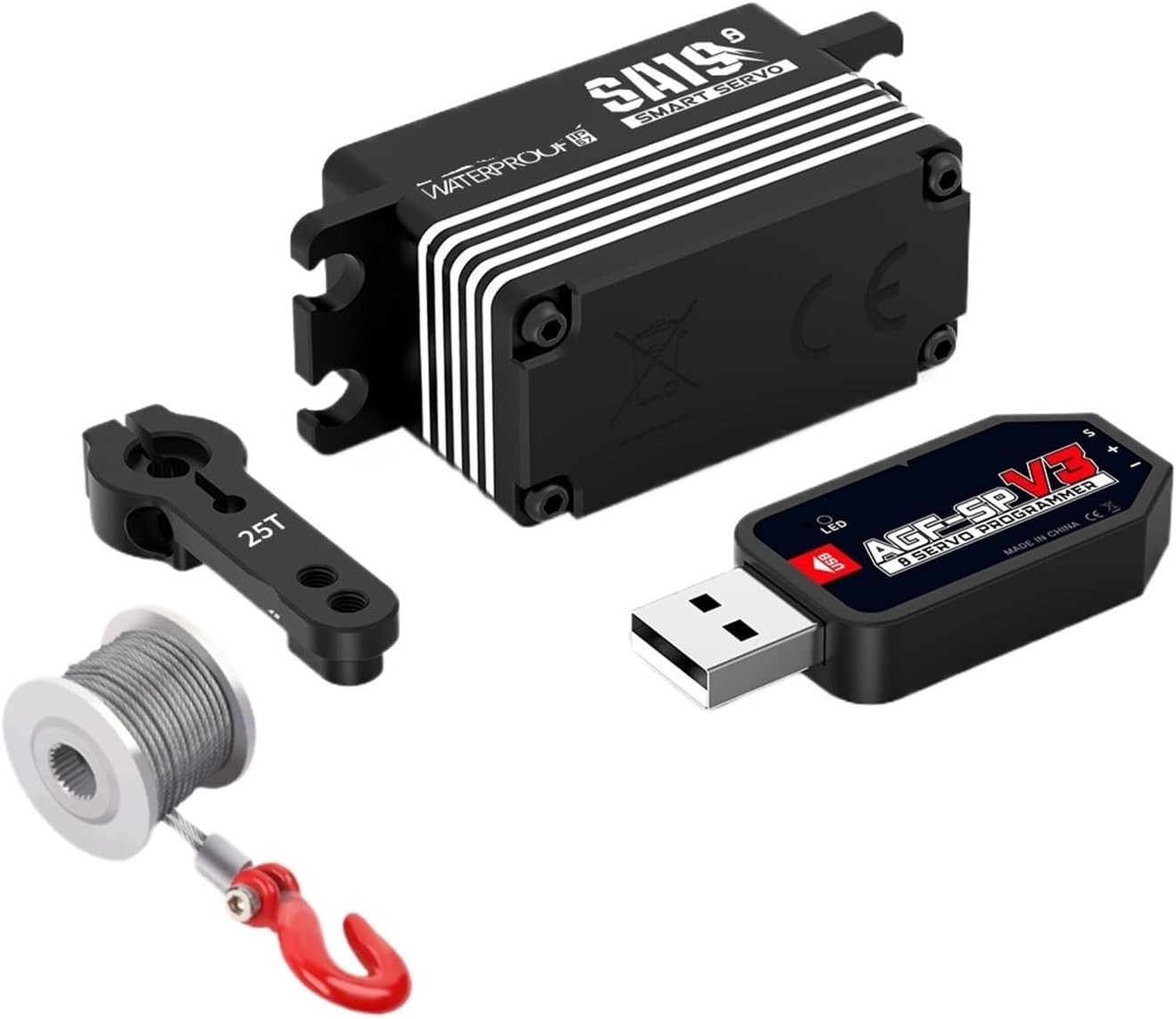 SA19 19KG Waterproof High Torque HV Low Profile Programmable Brushless Servo Winch Suitable for 1/10(Standard Mode Set 5)