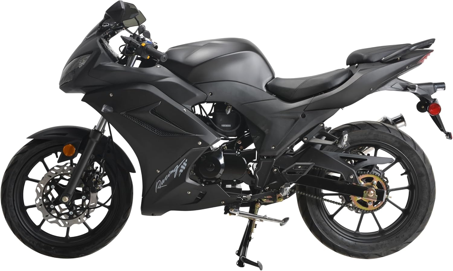 HHH 125cc Motorcycle with Manual Transmission for Adult Sports Bike 125cc Scooter with led Lights and 17 inches Wheels (Factory Packaged) (Black Color)