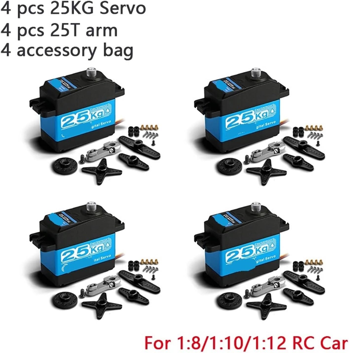 4pcs Coreless Server 25kg 35KG High Speed ​​Server Professional Digital and Stainless Steel Gear Server(4X DS3225-180)