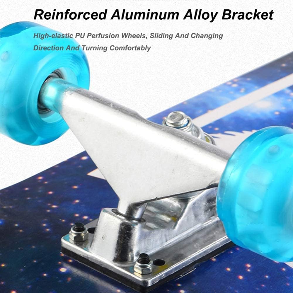 Skateboards 31 x 8 inch Complete Skateboard for Beginners 7 Layer Canadian Maple Double Kick Deck Concave Cruiser Trick Skateboard for Kids and Adults