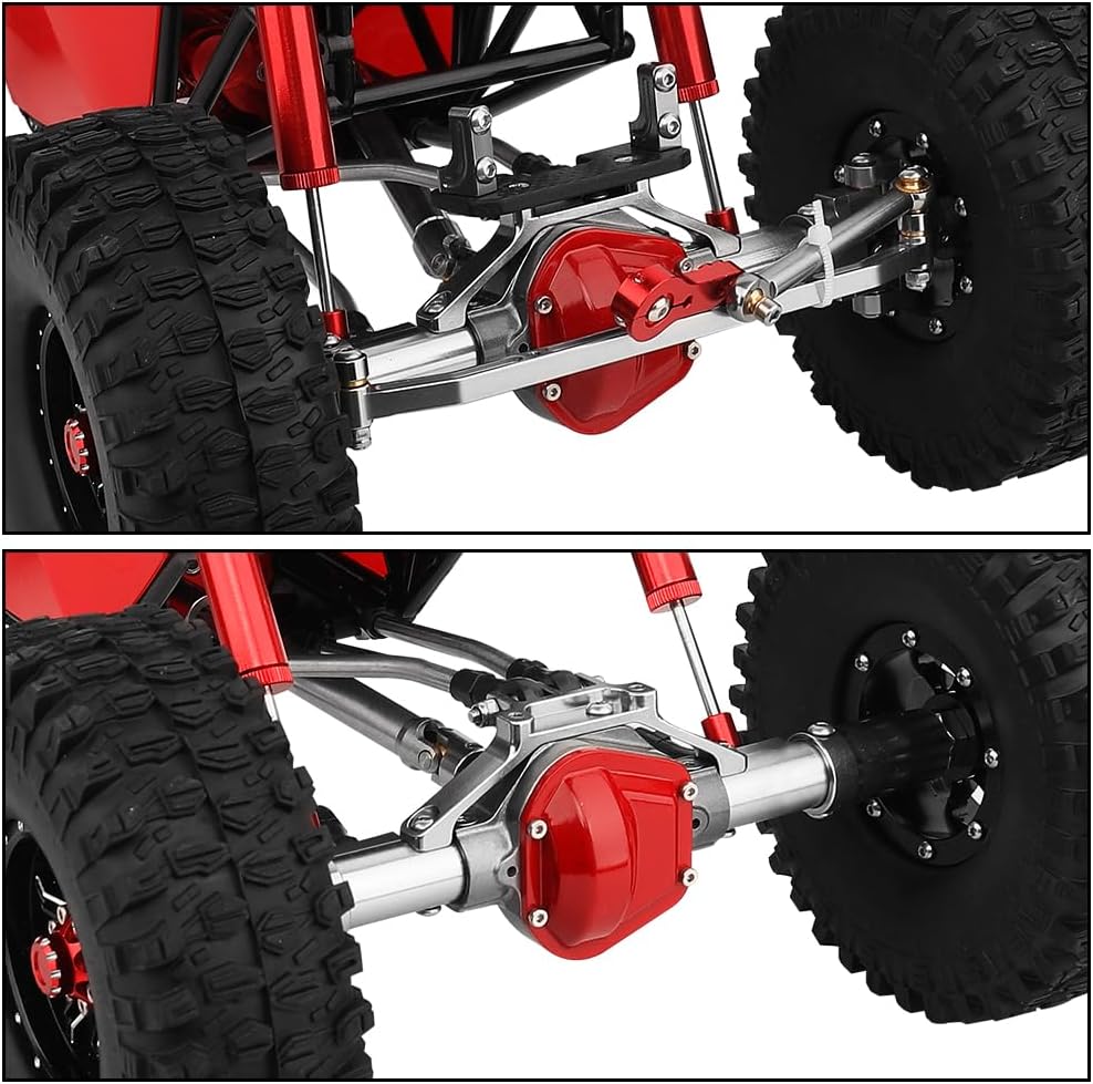 Metal DIY 330mm Wheelbase Rock Buggy Frame Chassis Crawler with SCX10 Straight Axles Nylon Tube Roll Cage for 1/10 RC Crawler Axial SCX10 Upgrades (red)