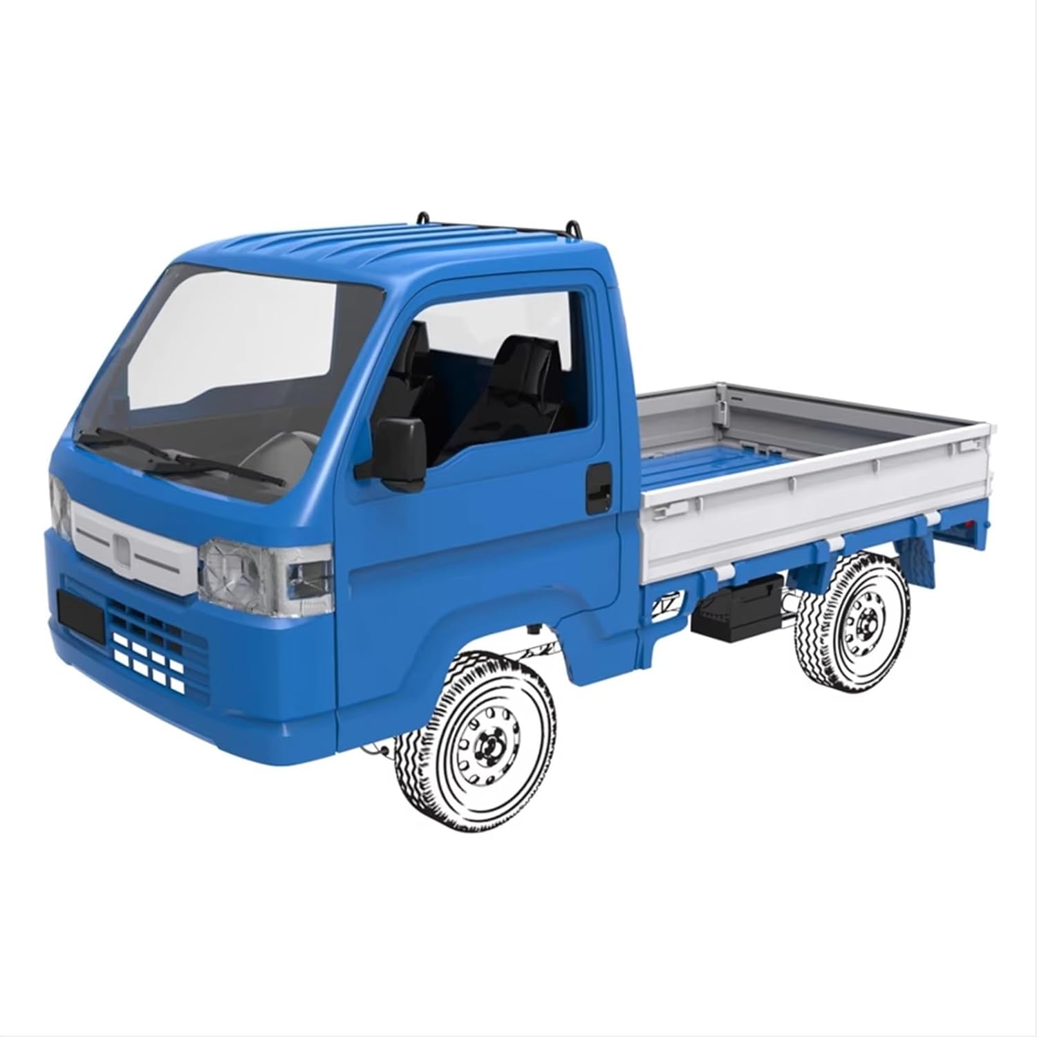 RC Car Accessories Compatible with WPL D12 WL01 LD1297 1/16 RC Car Upgrade Parts Spare Replacement Accessories Blue Body Shell Truck Bodyshell