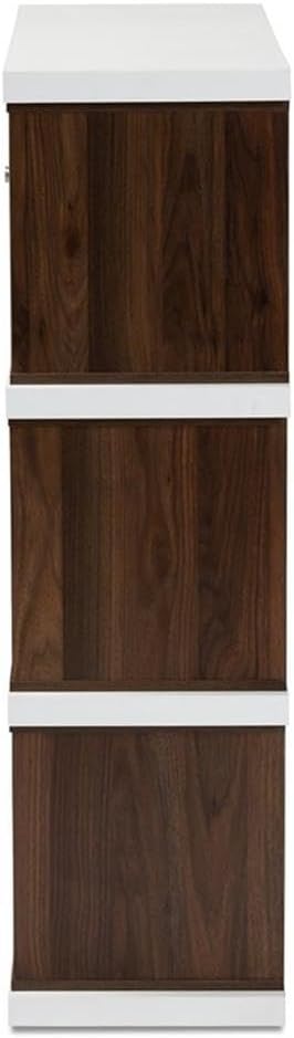 BOWERY HILL Modern Two-Tone White and Walnut Finished 2-Drawer Bookcase