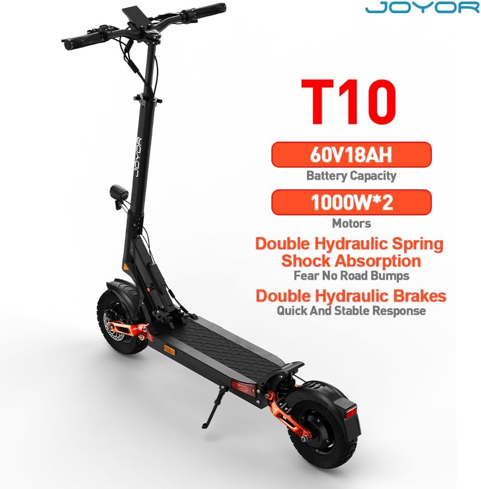 JOYOR S5/S10-S/T10 Electric Scooters, Foldable E-Scooter, 600W-2000W Motor, Disc/Hydraulic Brakes, 31-44 MPH Top Speed, 34-48 Miles Range, 10