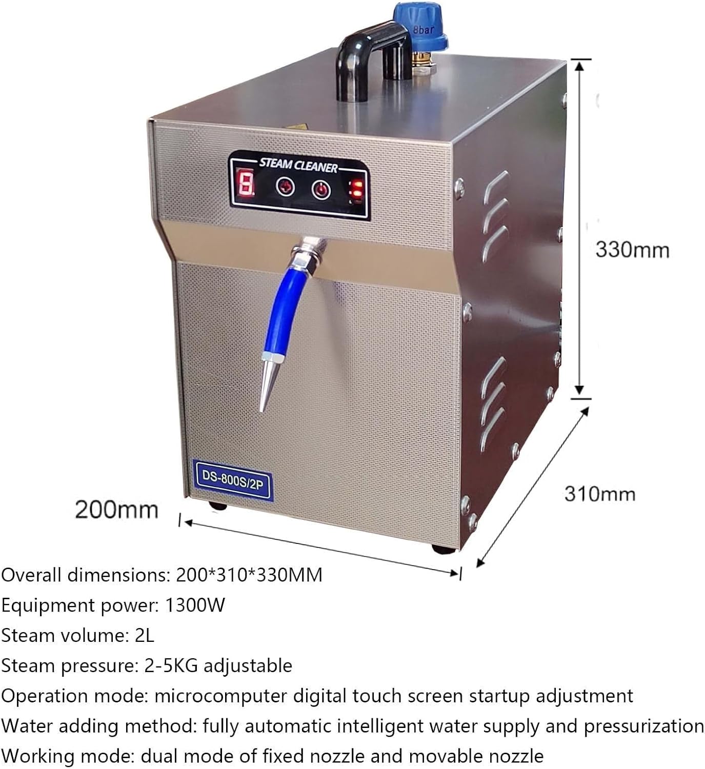 BGHJIKGFS Jewelry Steam Cleaner Professional Pressure Adjustable 2-5kg Steamer Stainless Steel Jewelry Cleaner 1300W