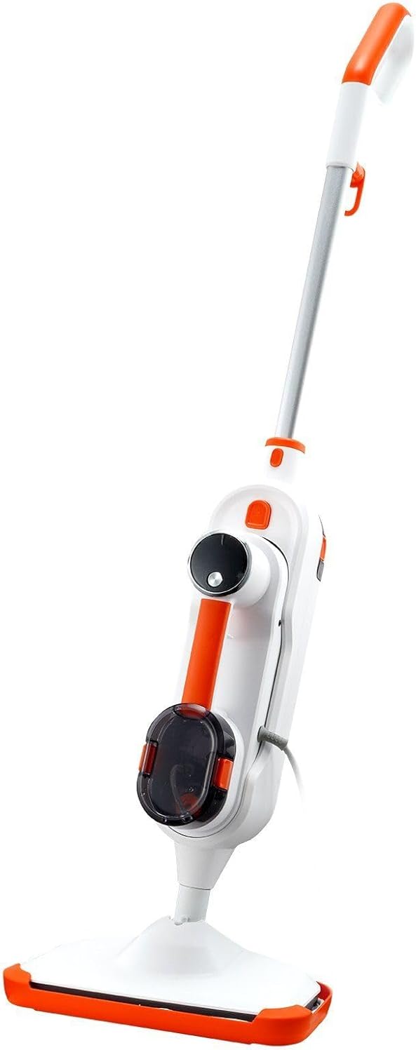 Steam Mop, 8-in-1 Hard Wood Floor Cleaner with 7 Replaceable Brush Heads, for Various Hard Floors, Like Ceramic, Granite, Marble, Linoleum, Natural Floor Mop with 2 pcs Machine Washable Pads