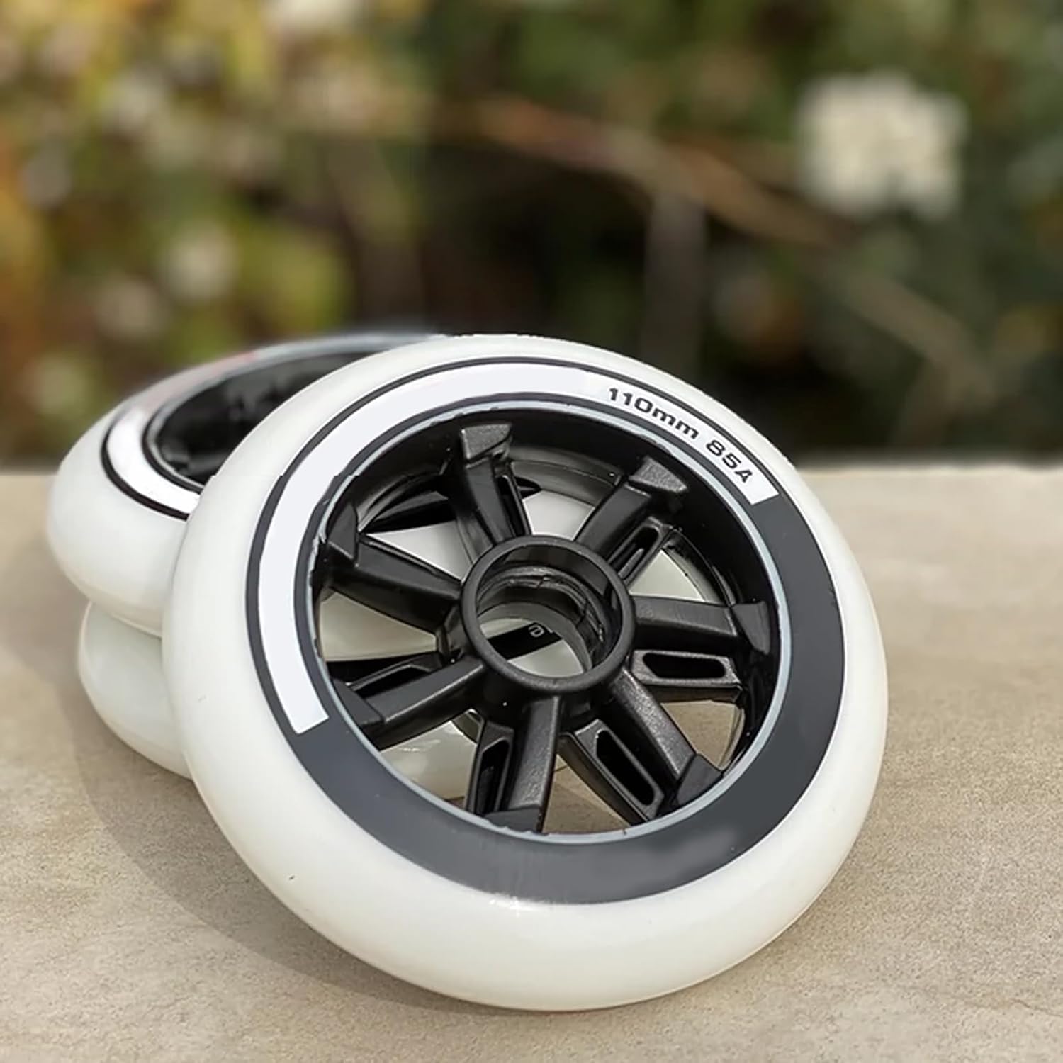 Inline Skate Wheels for Outdoor Indoor Inline Skate Replacement Wheel 110MM 125MM Street Speed Inline Skate Replacement Wheel Hardness 85A 6-Pack White