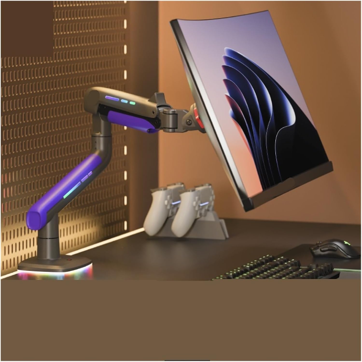 Curved Fish Screen Monitor Stand Mechanical arm RGB e-Sports Game Computer Rotating Suspended Elevated Stand G60