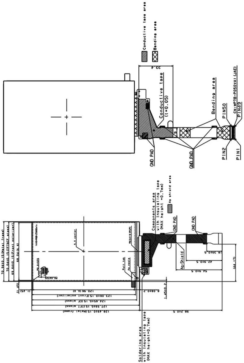 Computer Accessories LCD Screen Display Module 5.5 inch 2K 2560x1440 LS055R1SX04 with Protective Toughened Glass Film Compatible with SLA 3D Printer/VR 3D Printer Accessories