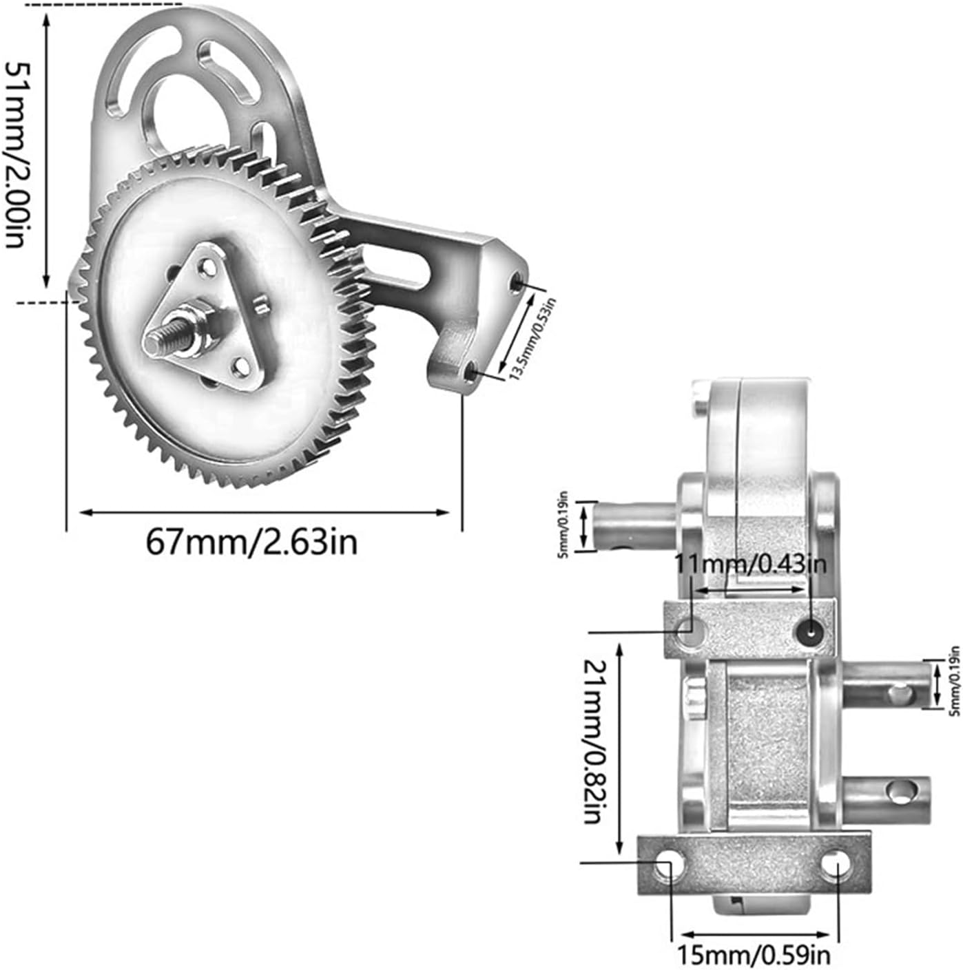 RC Car Parts Compatible with SCX10 I II 90046 for Capra for TRX4 for LCG Prefixal Gearbox Front Motor Transmission with Drive Shaft for 1/10 RC Crawler(Purple)