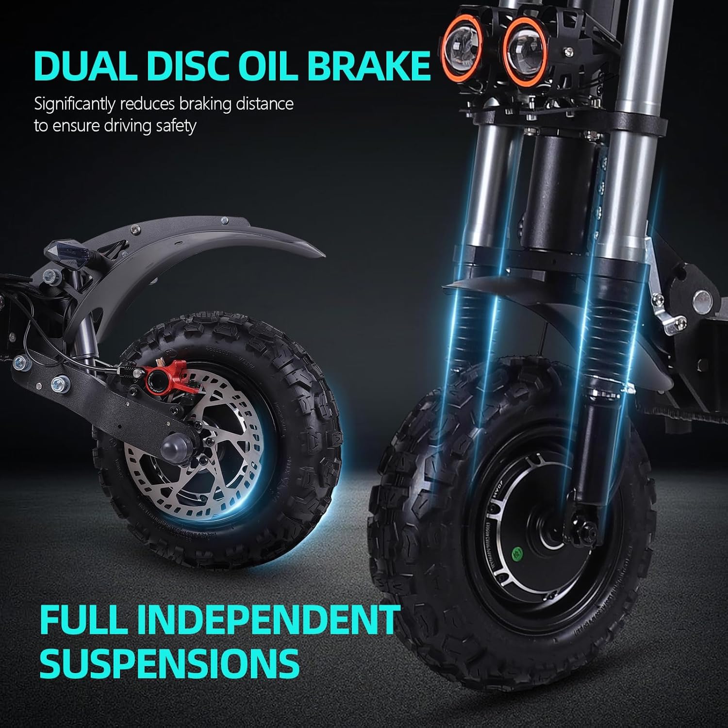 Super Off Road Electric Scooter Adults, 6000W Peak Motor, 63V 38Ah Battery, 53 Mph Max, Speed w/ 75 Miles Max Range, 11