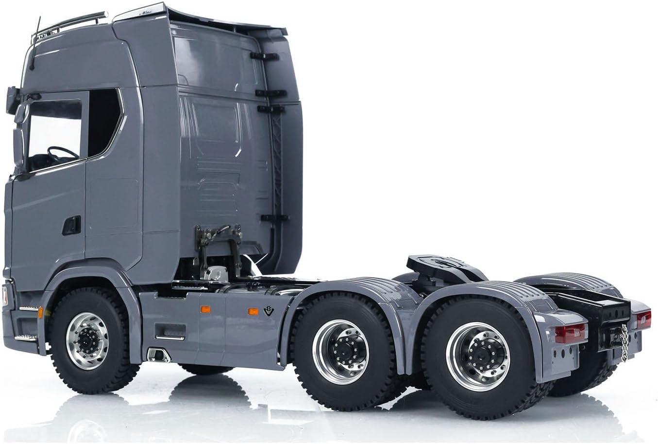 1/14 6X6 RC Tractor Truck Metal Chassis Differential Lock Axles Light Sound System Remote Control Car 2-Speed Transmission Hobby Grade Model(Grey)