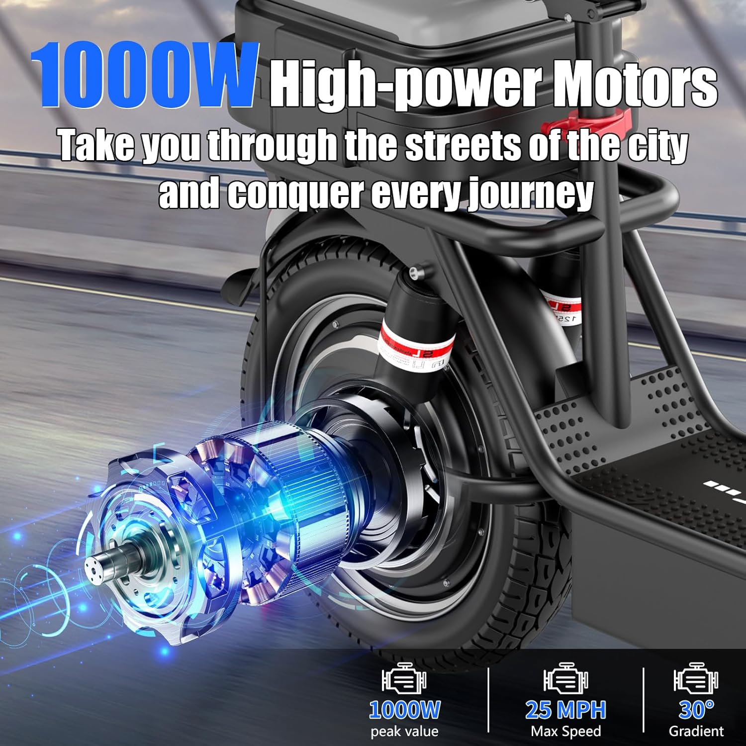 ASKGO Electric Scooter Adults, 1000W Motor, Top Speed 25Mph, Max 35 Miles Range, Foldable Commuter E-Scooter with Dual Suspension & Brakes, Waterproof Rating IPX7