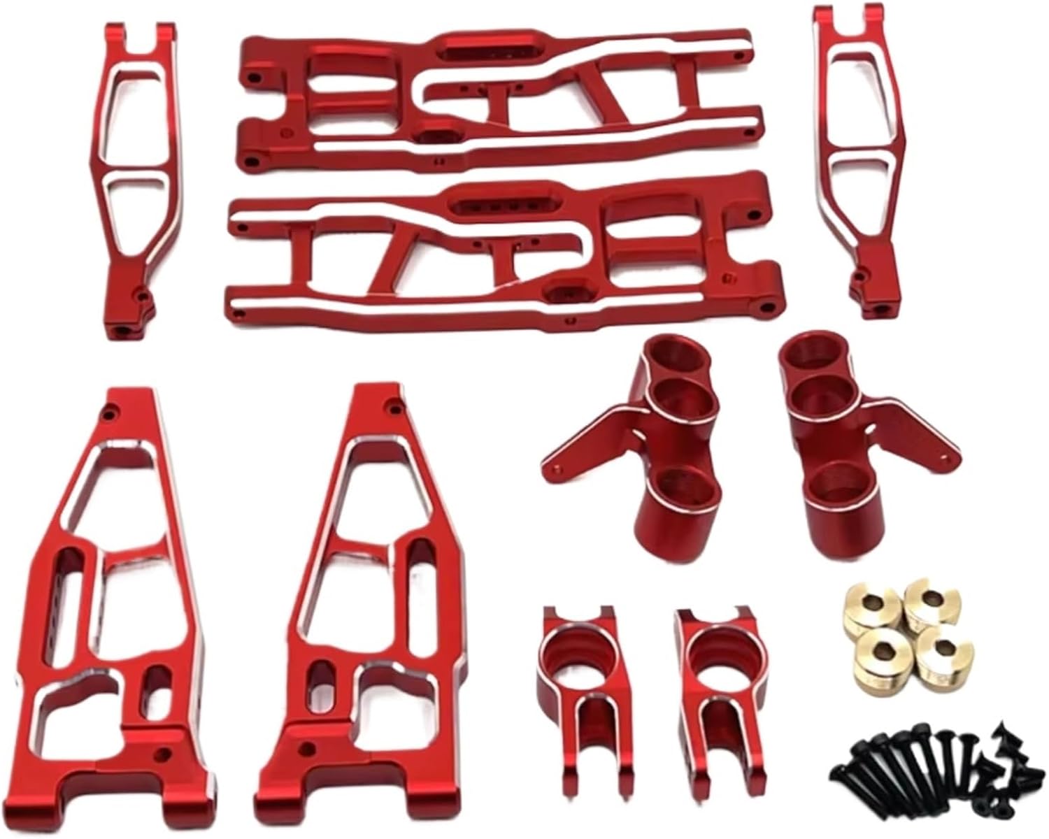 for FS for Racing for Tank for Atom Sharks Leopard for Focus 6S 1/8 Metal Front and Rear Suspension Arm Steering Block RC Car Upgrade Parts RC Car Parts(Red)