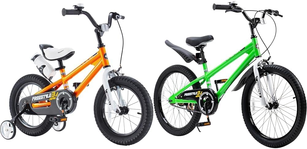 Royalbaby Freestyle Kids Bike Boys Girls with Training Wheels & Hand Brakes BMX Bicycle for Ages 4-10 Years, Multiple Colors