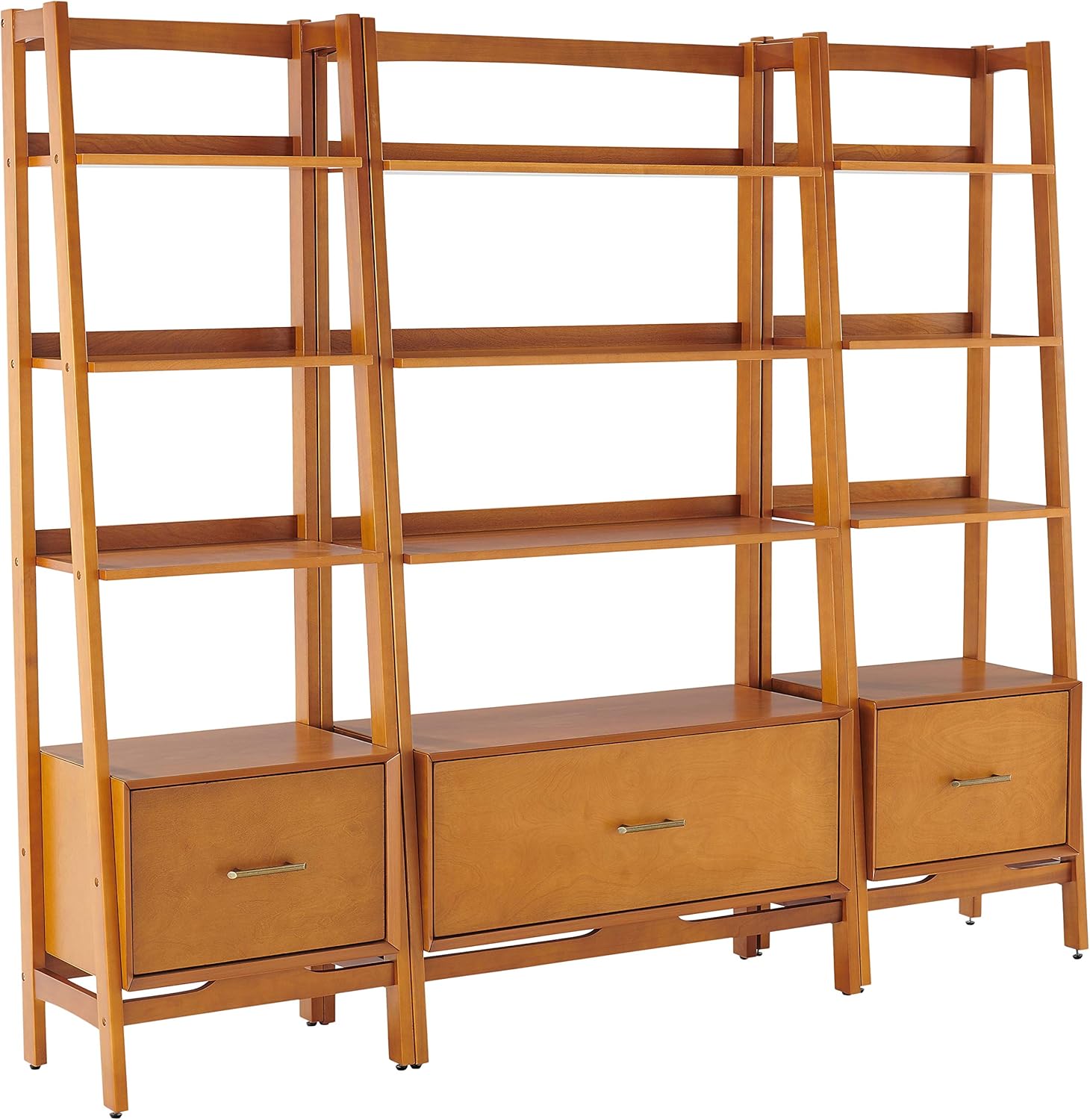 Crosley Furniture Landon 3-Piece Bookshelf Etagere Set, Bookcase with Shelves and File Drawers, Acorn