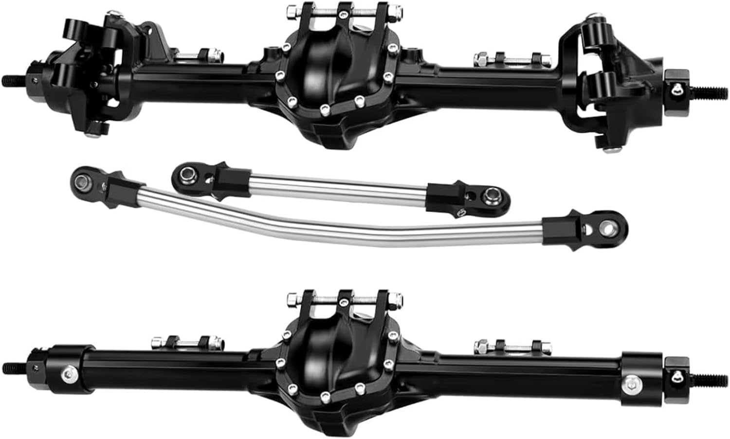 Rc Crawlers Axles For Axial For SCX10 I II 1/10 Aluminum Front Rear Axles Set RC Crawler Car Upgrade Model Accessories Assemble Reapir Replace(Black)