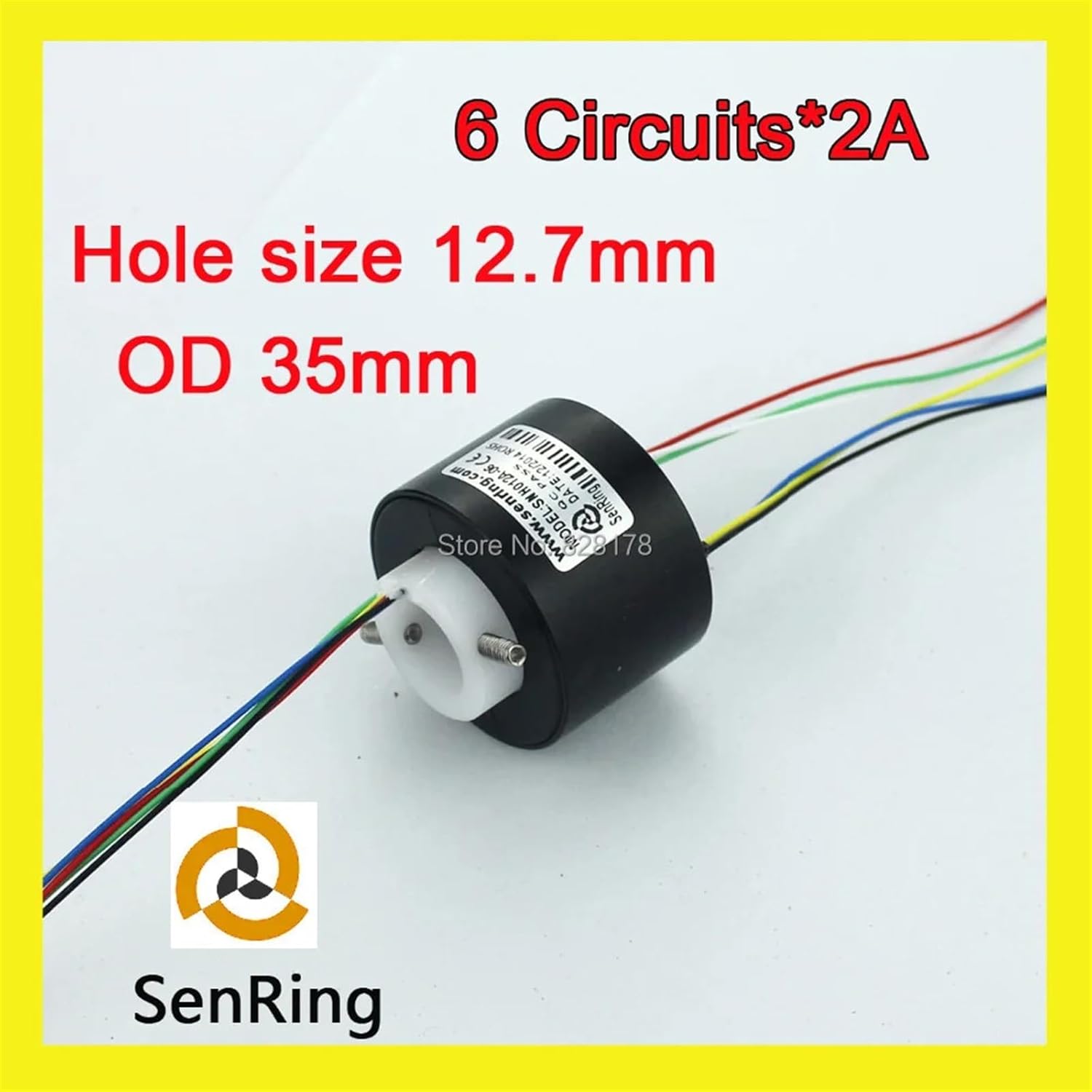 Mini Through bore Slip Ring Hole Size 12.7mm with OD 35mm 6 Circuits/Wires Signal