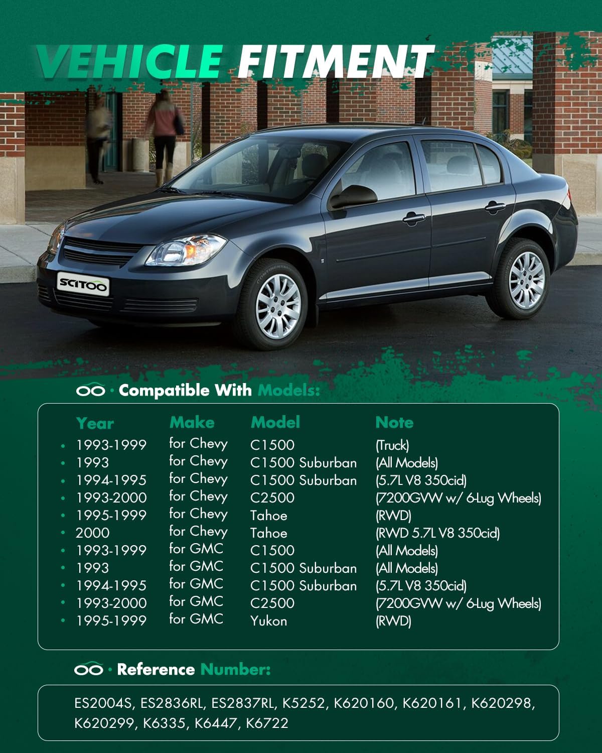 SCITOO 15pcs Front Suspension Kit Idler Arm Pitman Arm Upper Lower Control Arm Tie Rod End Adjusting Sleeve Sway Bar Link for Chevy C1500 & C1500 Suburban Tahoe for GMC C1500