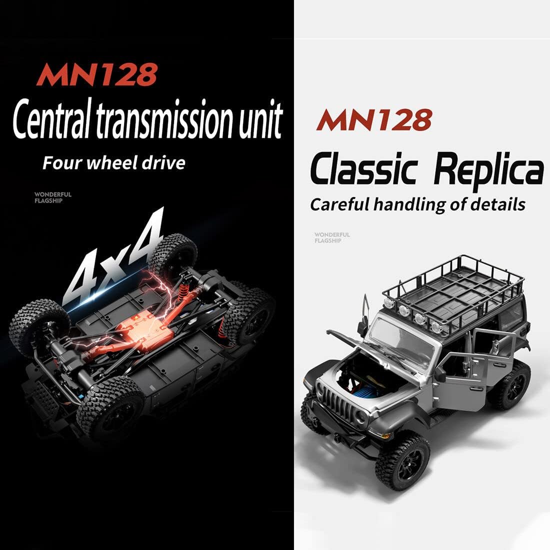 MN-128 RC Cars Jeep 1/12 RC Crawler 2.4G RC Jeep RC Rock Crawler RC Truck 4x4 RC Car Vehicle Model (RTR Version/Grey)