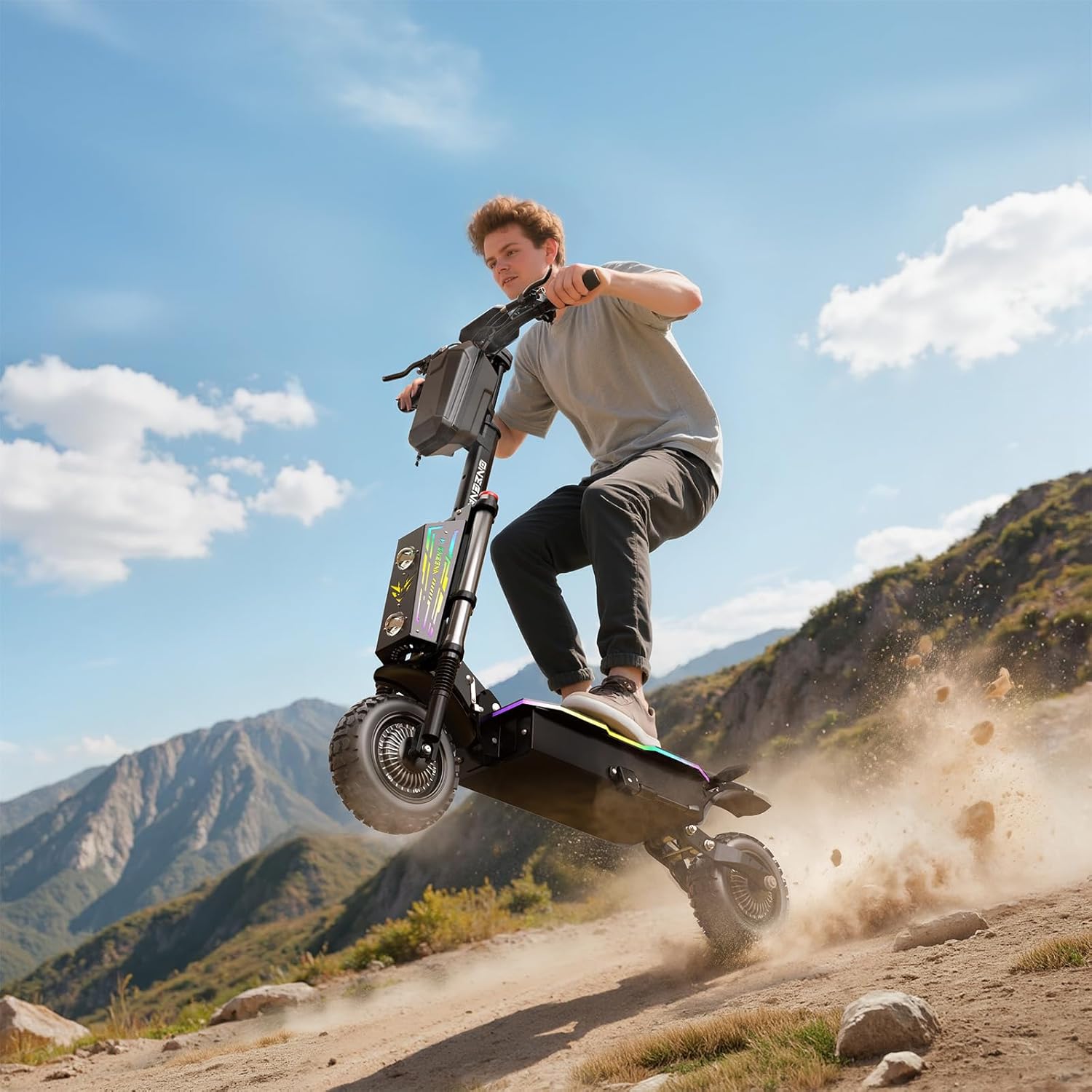 5600W Dual Motor Electric Scooter for Adults - 50MPH High Speed, 60V 33Ah Battery 60-Mile Range, Hydraulic Disc Brakes & Dual Suspension, 11