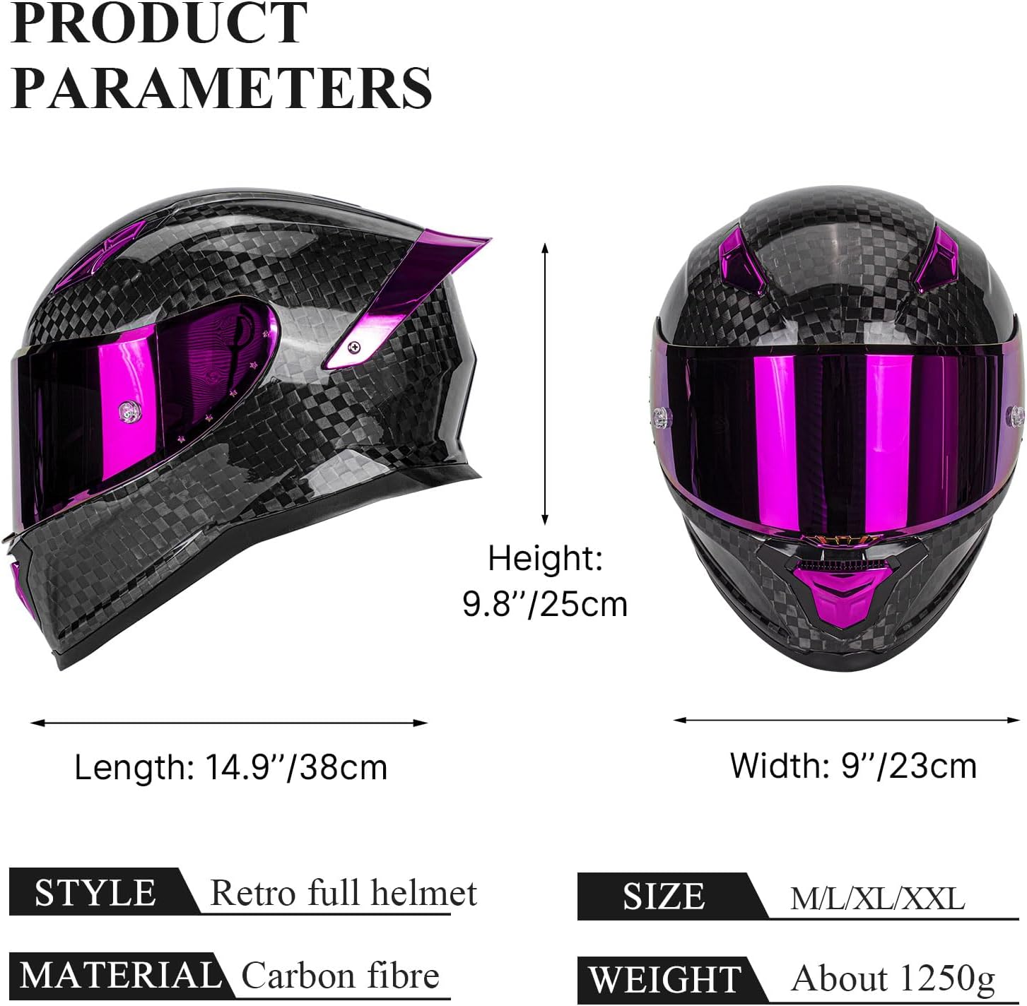 Kaese DOT Certified Carbon Fiber Full Face Motorcycle Helmets