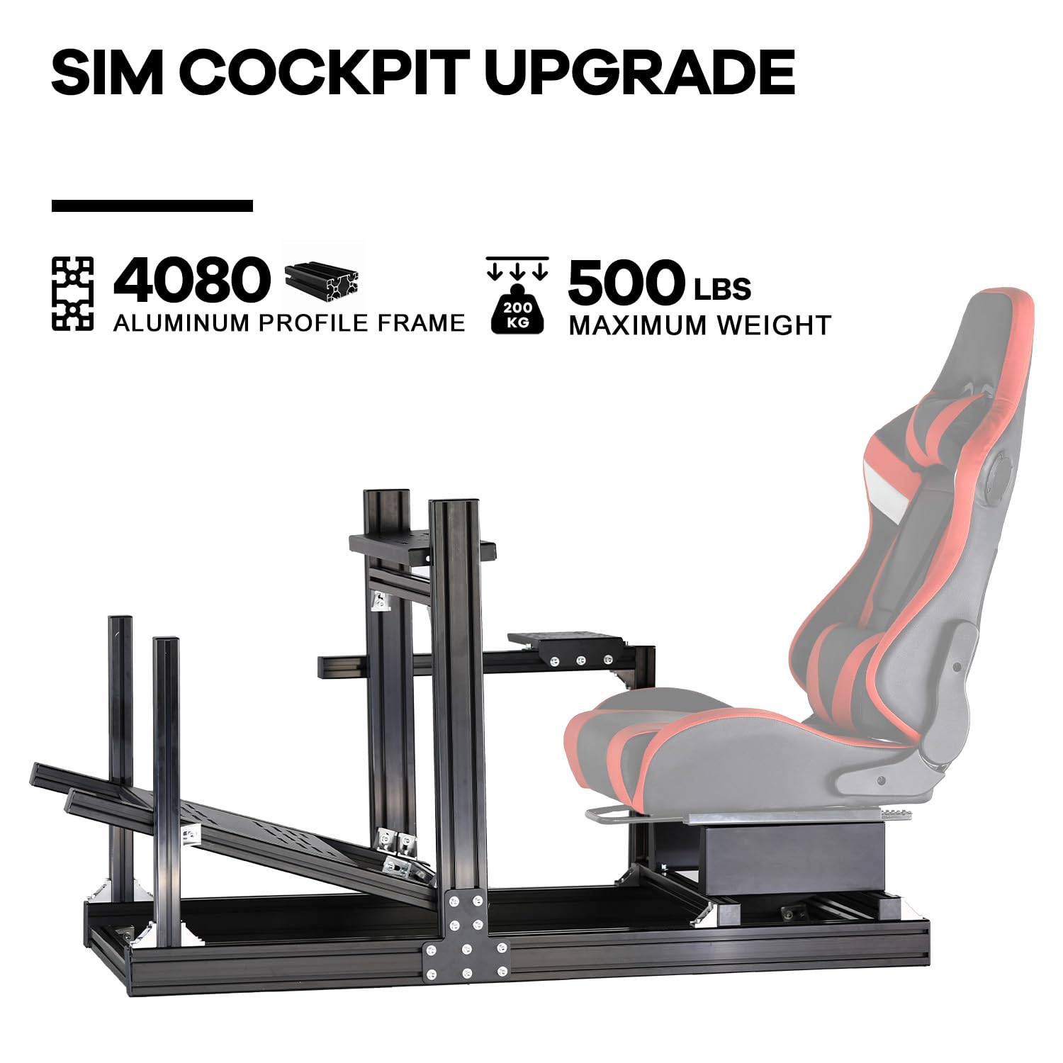 Anman GT/F1 Sim Racing Cockpit 8040 Aluminium Profile Racing Stand, Adjustable Seat/Steering/Pedals, Cockpit Modular Design Supports DIY Assembly, Fit for Using Direct Drive Steering Wheel GPRO CSLDD T818
