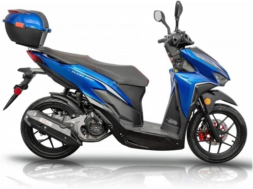 HHH Clash 200 EFI Scooter Gas Street Scooter 168cc Motorcycle for Adults, Fully Automatic, Matching trunk and LED lights (BLUE)