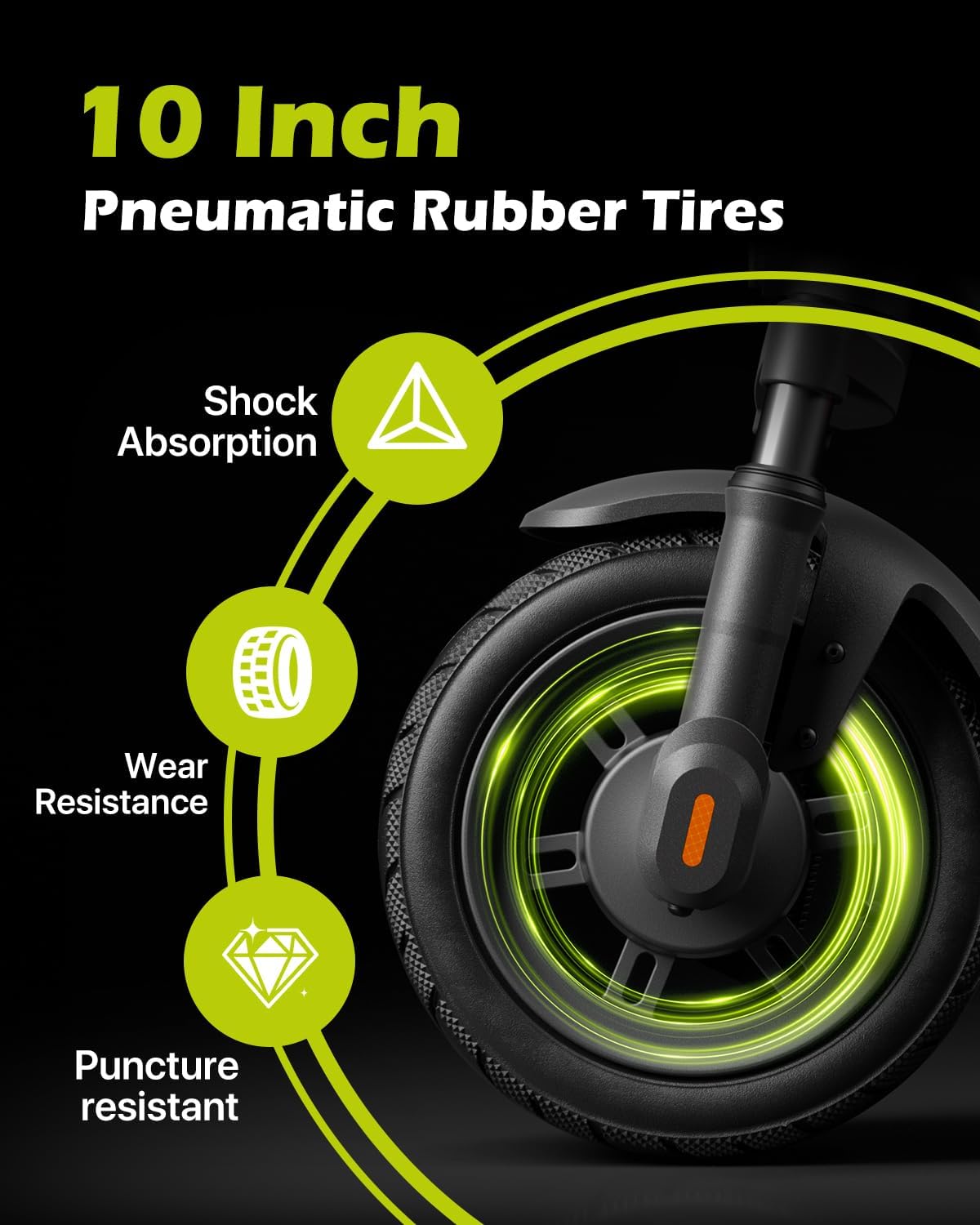 MEGAWHEELS Electric Scooter,Electric Scooter Adults with Suspension,10in Pneumatic Tires,350W Motor,19 Miles Long Range,15.5 Mph,E Scooter with Smart APP Control for Commuting, Outdoor, Short Travel