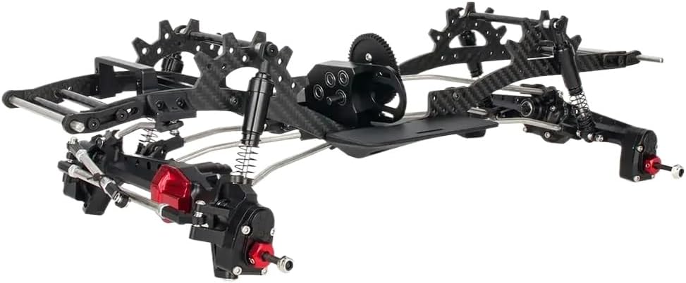 Carbon Fiber Chassis Frame Rail with Delrin Skid and Servo Mount Compatible with 1 10 Scale RC Crawler Compatible with VS4 10 Comp Builds DIY Upgrade Parts(LCG Chassis Kit B)