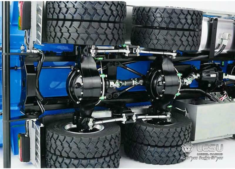 LESU 8x8 1:14 RC Dump Truck Hydraulic Remote Control Metal Tipper Car Model Lock Differential Steering Servo 2-Speed High Torque Transmission(Blue)