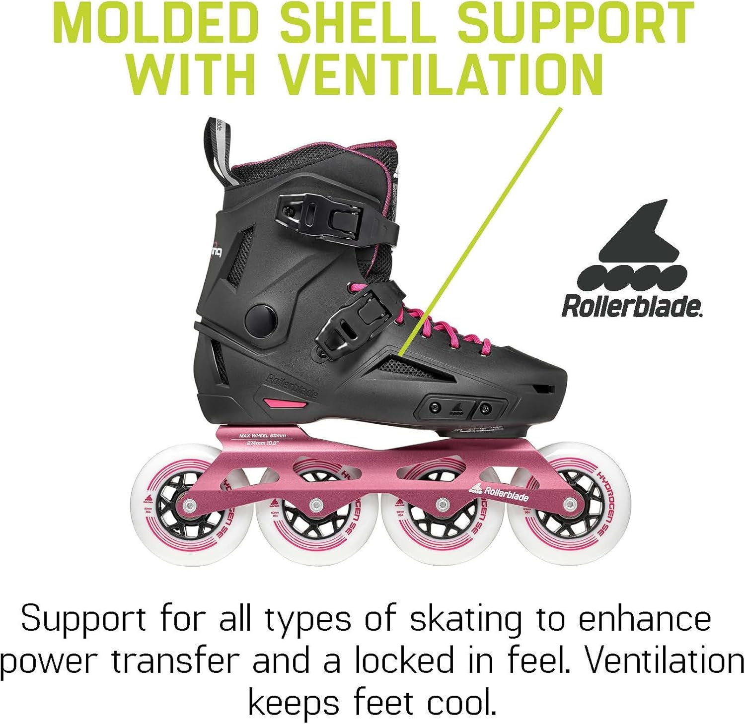 Rollerblade Lightning 90 Women's Urban Inline Skate, Black and Sangria