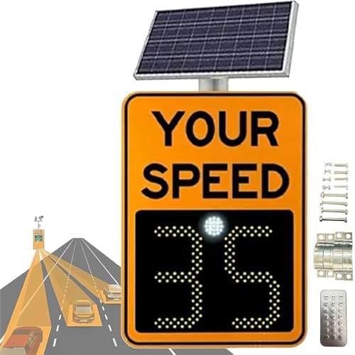Solar Powered Radar Speed Limit Sign, LED Traffic Display Board, Adjustable Speed Feedback Sign, High Brightness Reflective 20x27in, Enhance Road Safety