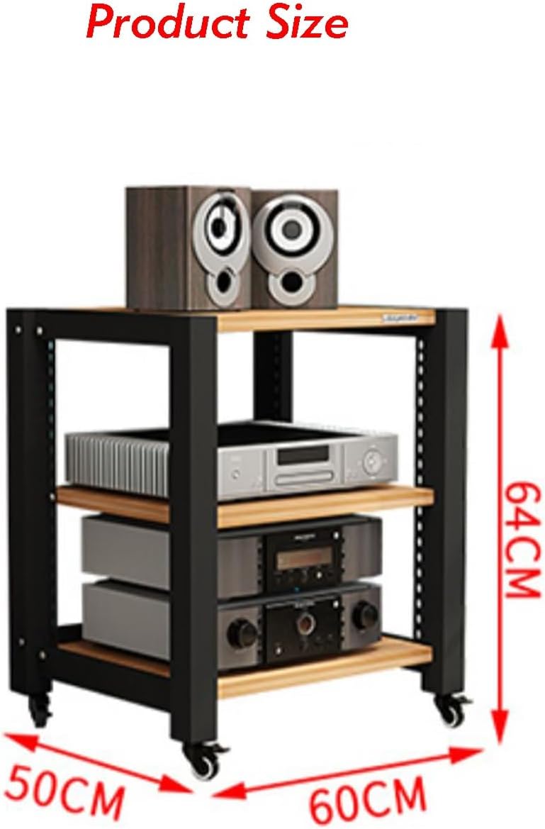 3 Tier Furniture Media Rack DVD CD Player Stand Audio Rack Power Amplifier Equipment Cabinet With Height Adjustable Wooden Shelf Floor Standing Storage Rack ( Color : Style 2