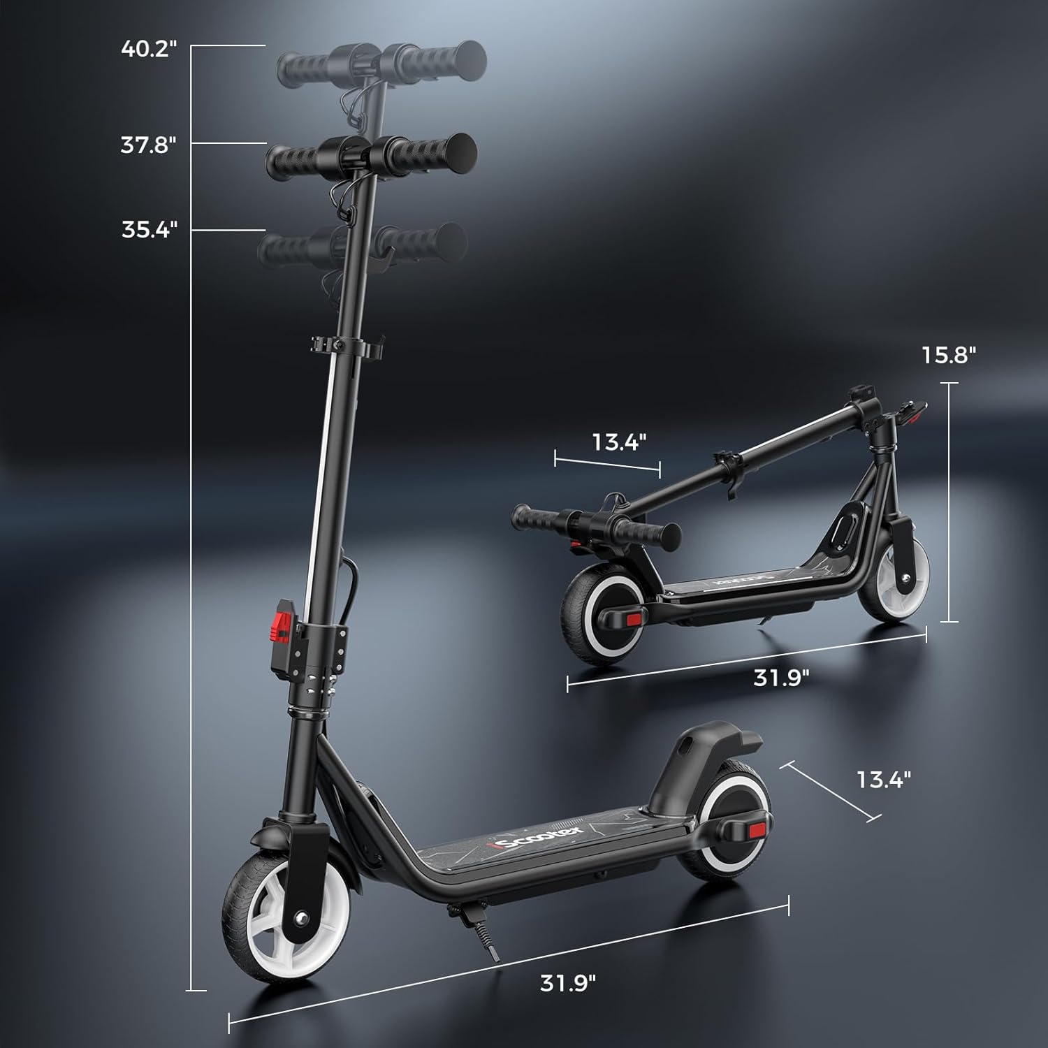 iScooter IK3Max Electric Scooter for Kids Ages 8+, Bluetooth, Horn, LED Display,3 Adjustable Speeds & Heights for Tweens, Foldable