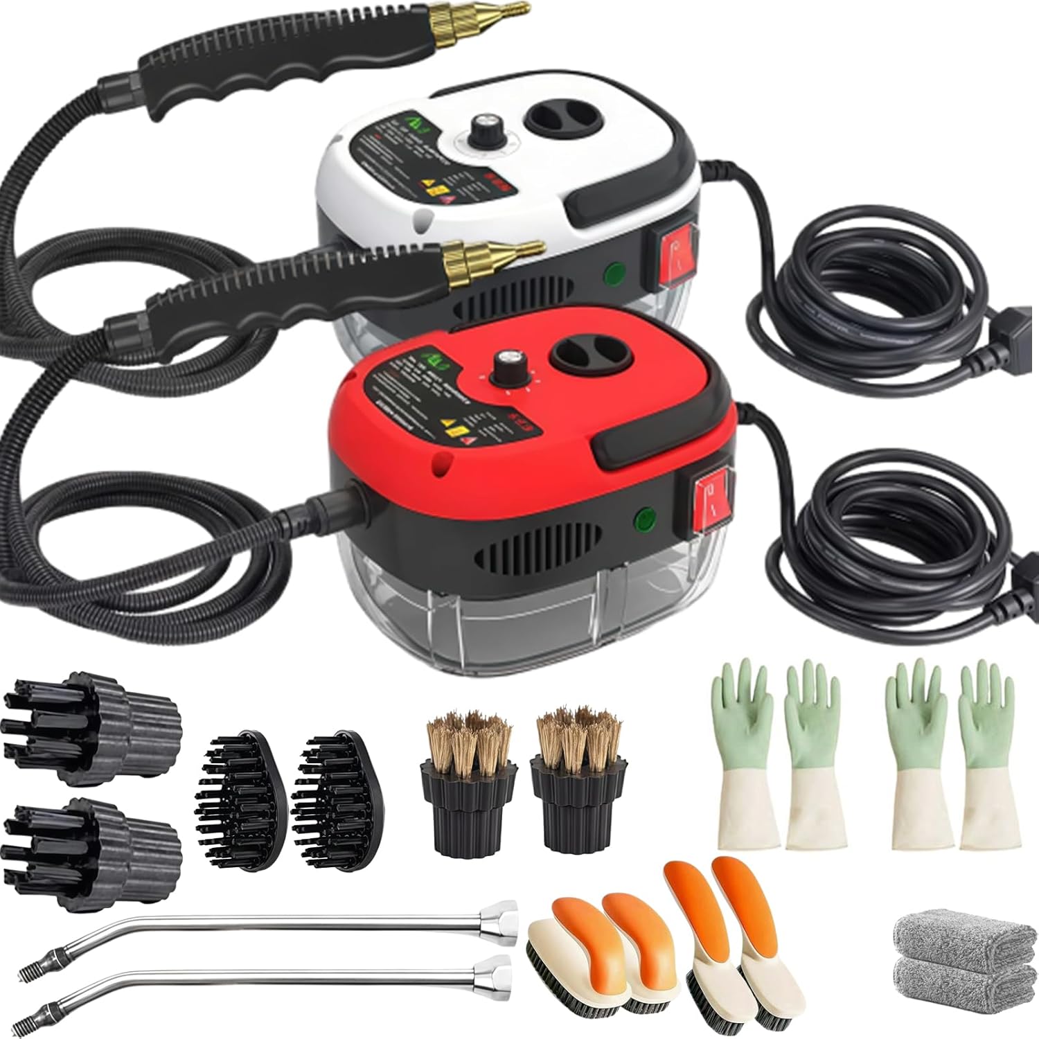 Limpiador A Vapor,High-temperature Handheld Steam Cleaner for Home 2500w, 6-Gears Adjustable, 15s Heat-Up, 1.2l Tank for Furniture,Kitchen,Grout,Floor,Tile, Couch and Car (2pcs,mix)