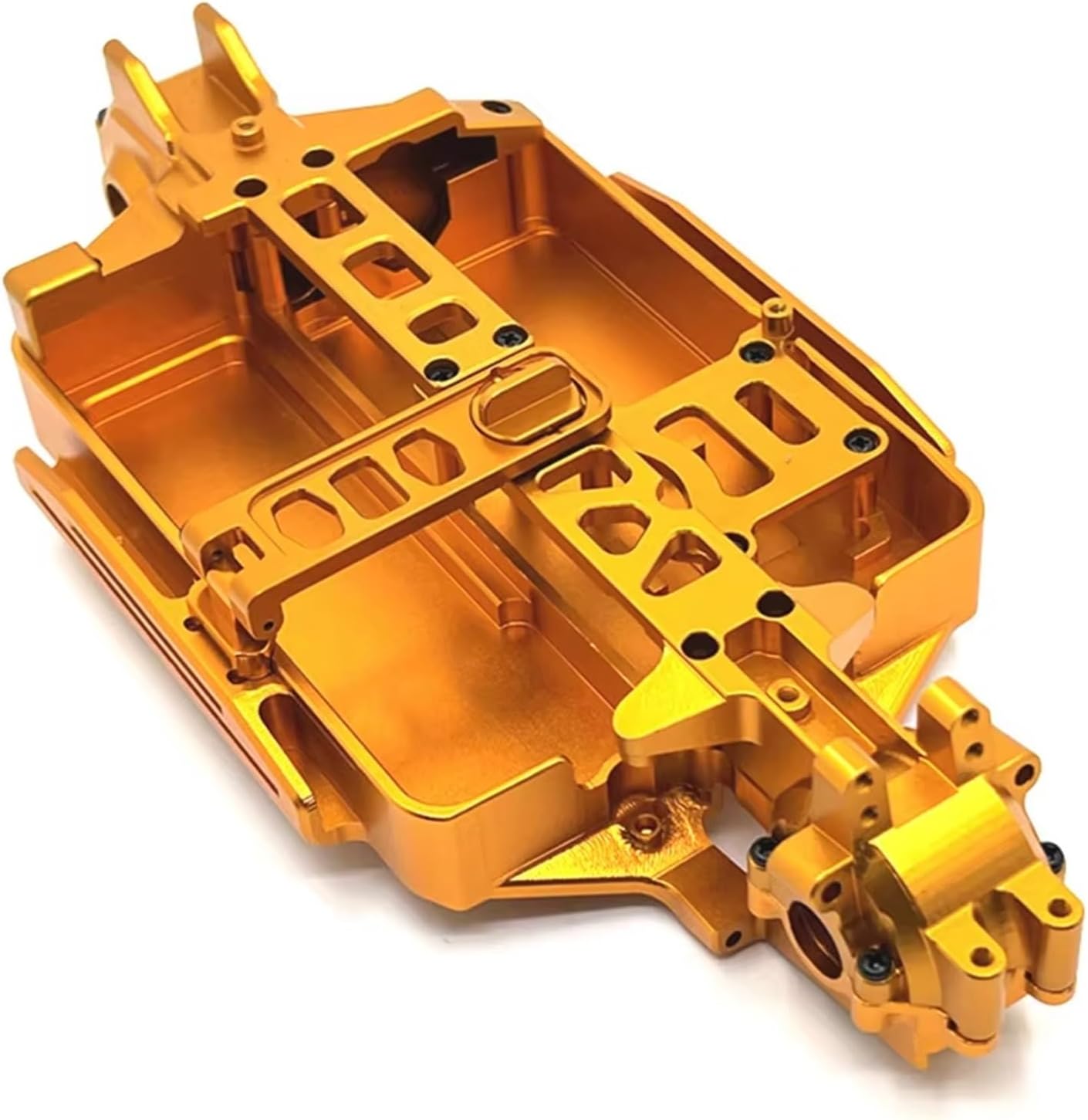 RC Car Accessories Compatible with MJX 16207 16208 16209 16210 H16 M162 1/16 RC Car Upgraded Parts Metal for Chassis Front and Rear Waveboxes(Yellow)