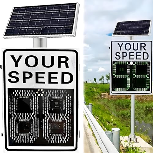 Solar Powered LED Radar Speed Limit Sign, 60x60cm Road Warning Feedback Sign, Detects Your Speed, Enhances Traffic Safety, Ideal for Speed Monitoring