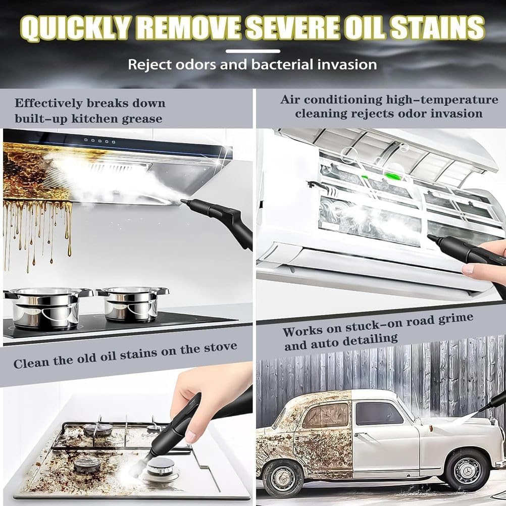 KZZAAO High Pressure Steam Cleaners, 3.5 L Multi-Purpose Steamer Cleaning Machine, with 6 Brush Heads, 15S Fast Heat Up