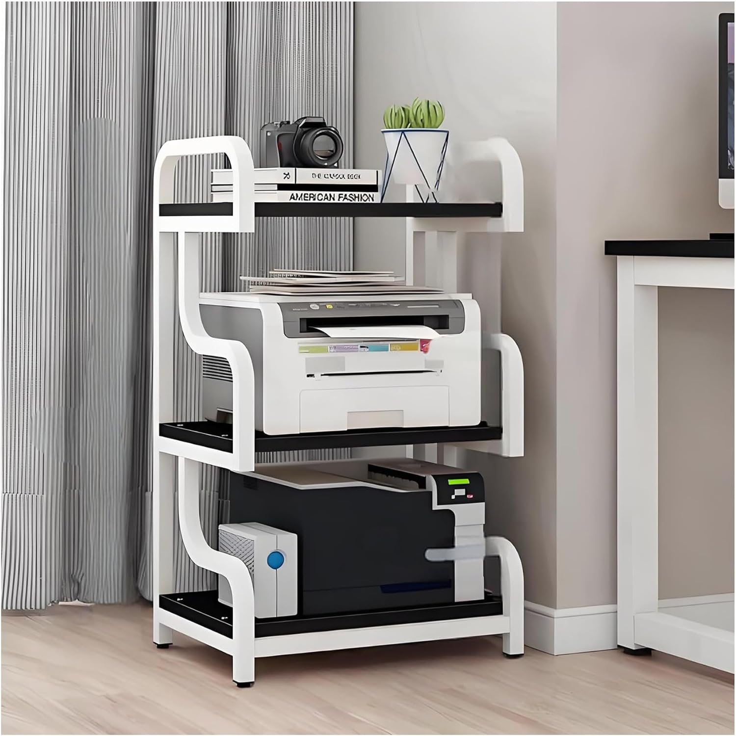 OVOGGPAN Audio Rack AV Media Stand Arc Audio-video shelving Audio Tower Corner Shelf stereo Stand for Recording Room