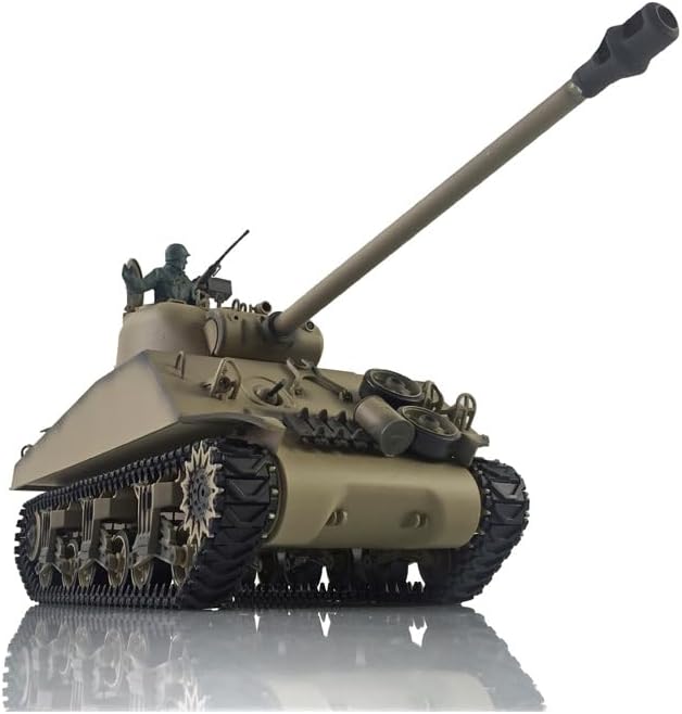 TOUCAN RC HOBBY Pro.Edition RTR Henglong 1/16 TK7.0 M4A3 Sherman RC Tank 3898 Barrel Recoil 360° Metal BB Airsoft Smoke Effect IR Battle with Sticter for Ages 14+