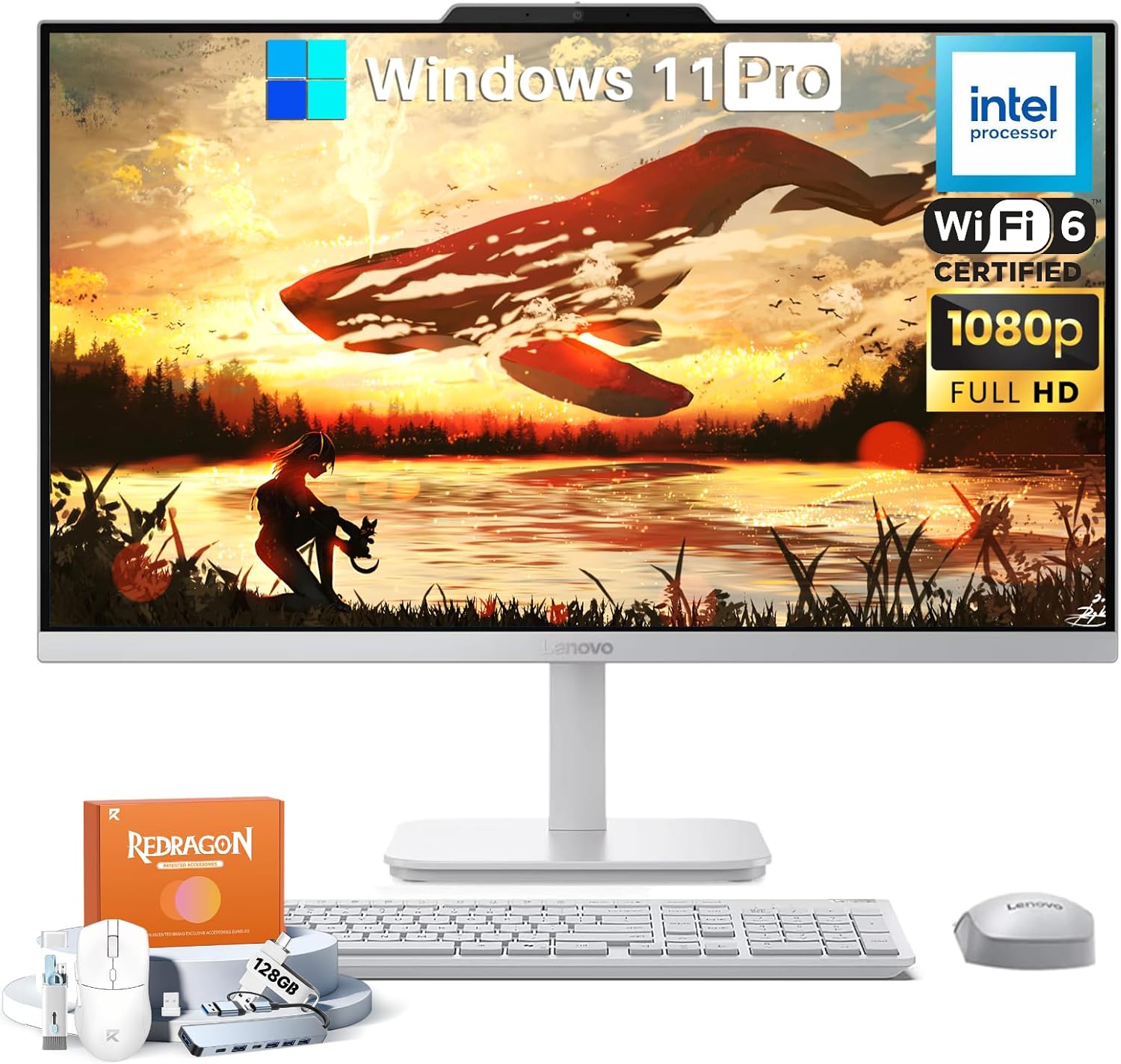 Lenovo 2026 A100 All-in-One Desktop Computer, 23.8