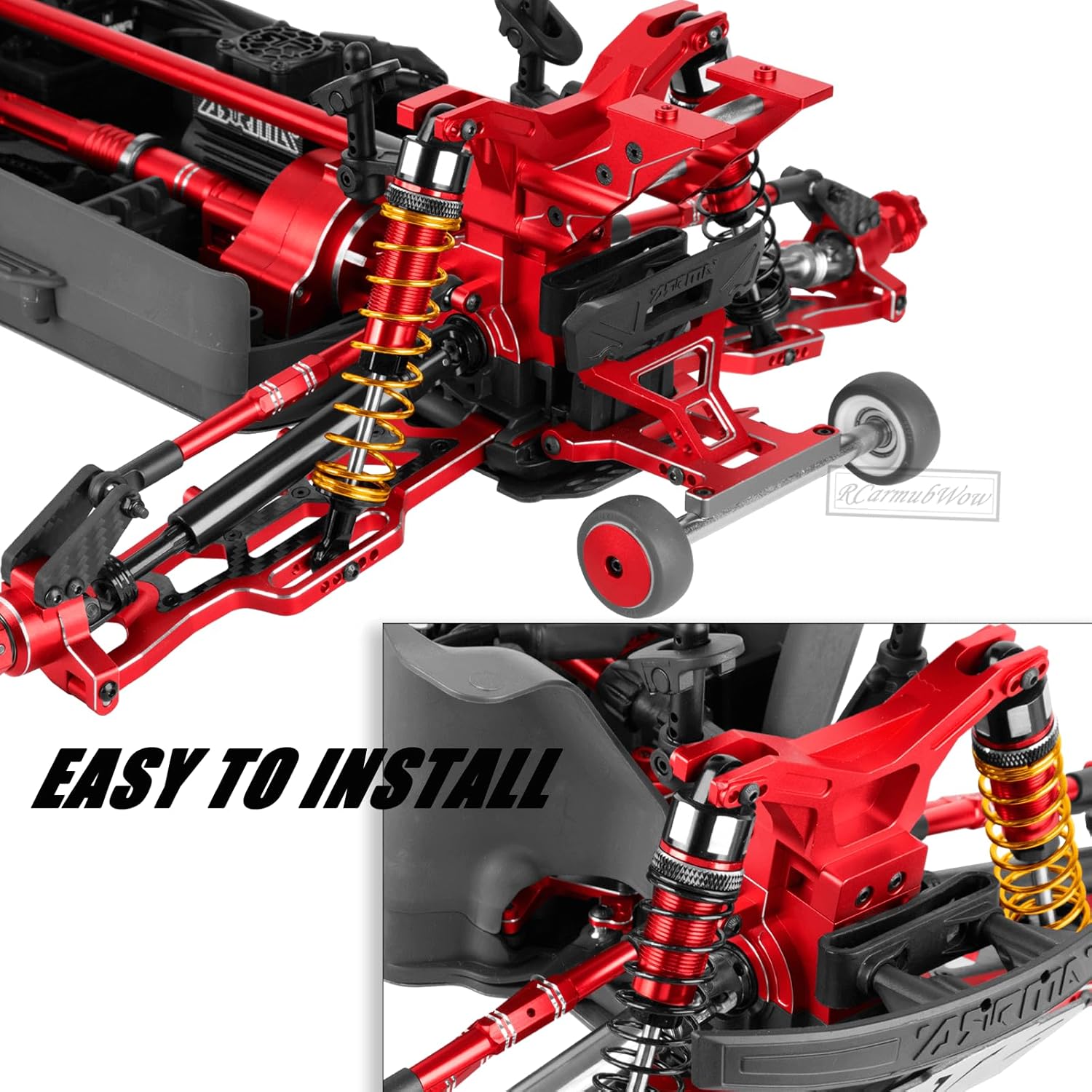 Upgrades Part for 1/10 Kraton/Outcast 4x4 4S V2 BLX,RC Shock Absorber,Driveshafts,A-Arm,Turnbuckles,Caster Blocks Set,Steering,Front Rear Gearbox,Wheelie Bar,Wing Mout,25T Servo,Red