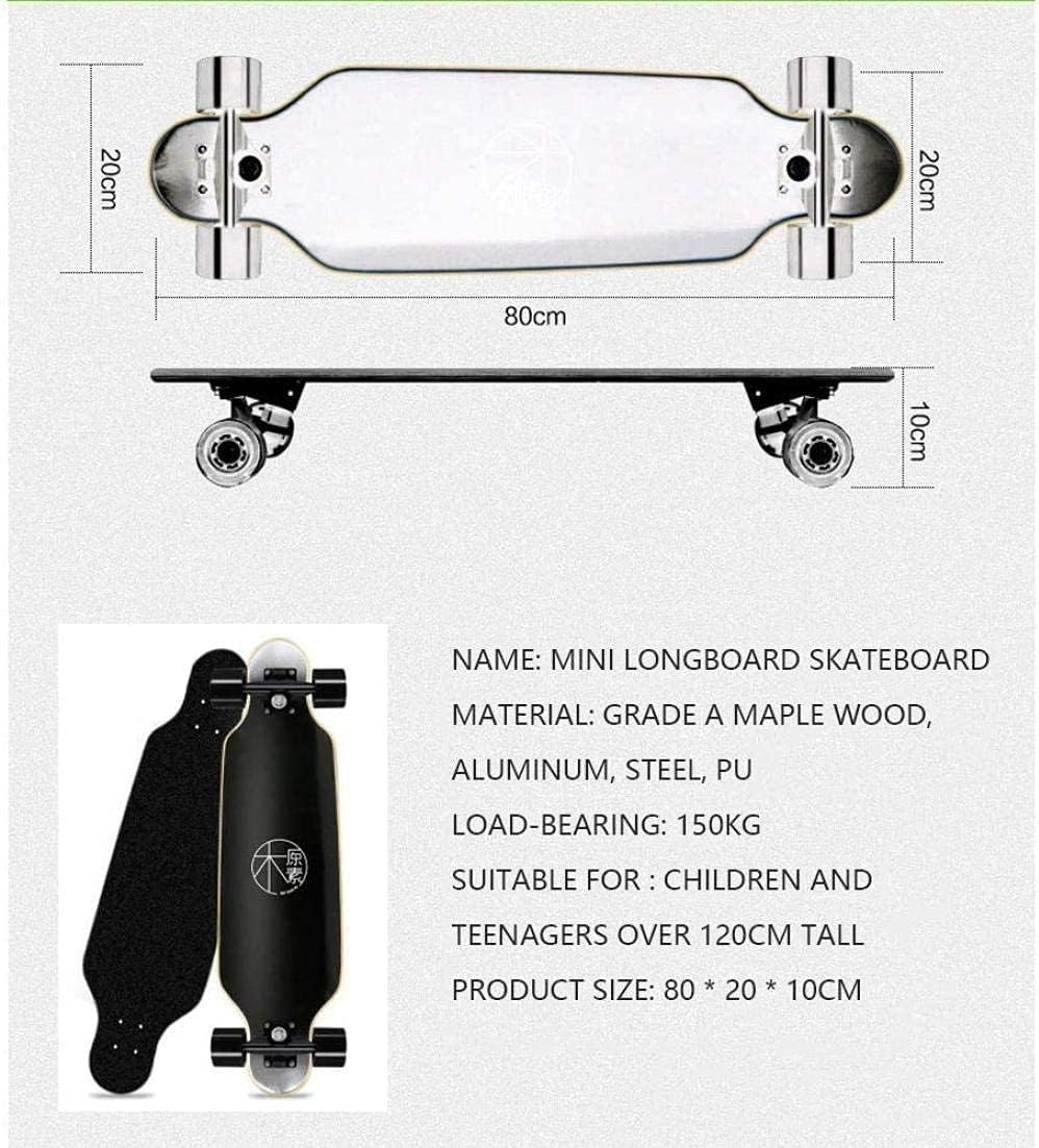 Longboard Skateboards 31 Complete 7 Layer Maple Wood Mini Longboard Skateboards for Adult Beginner Boys Youth Black Upgrade (Green)