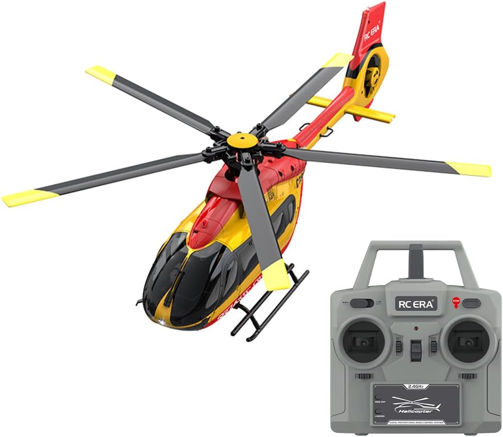 C190 RC Helicopter for Adult, 1/30 Scale H145 6CH 2.4G Single-Rotor 6G RC Military Helicopter Aircraft with 6-Axis Gyro & Altitude Hold & Optical Flow Positioning - RTF Version