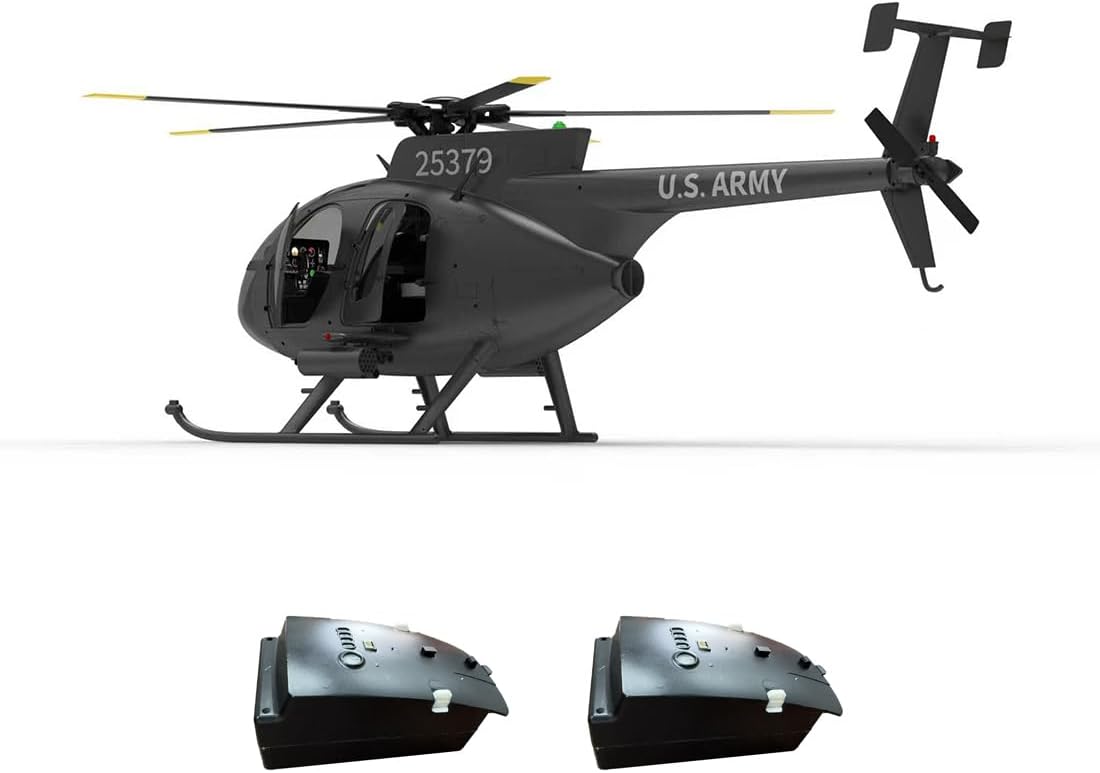 YU Xiang 1/16 RC Helicopter, F119S MD500 250-Class 2.4G 9CH RC Little Bird Military Helicopter Model with Flybarless Rotor Head, 6G/3D Switchable Modes and Openable Cockpit (RTF Version)