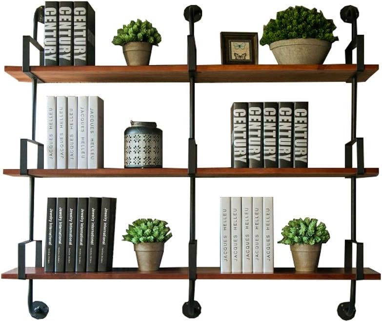 Wall Bookshelf Floating Bookshelf Vintage Iron Pipe Shelf Bracket Industrial Wall Shelving Unit DIY Storage Shelving 3-Tier Bookcase Bookshelf Stable Storage Rack